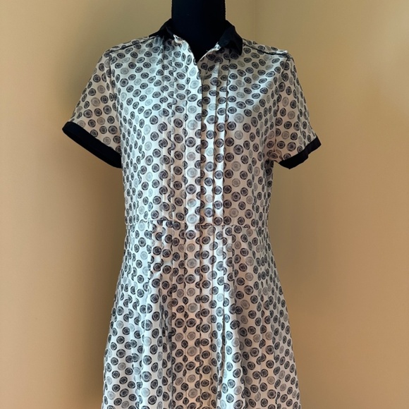 **JASON WU* White x Black Wheel Pattern Short Sleeve Dress Size Medium - Picture 1 of 7